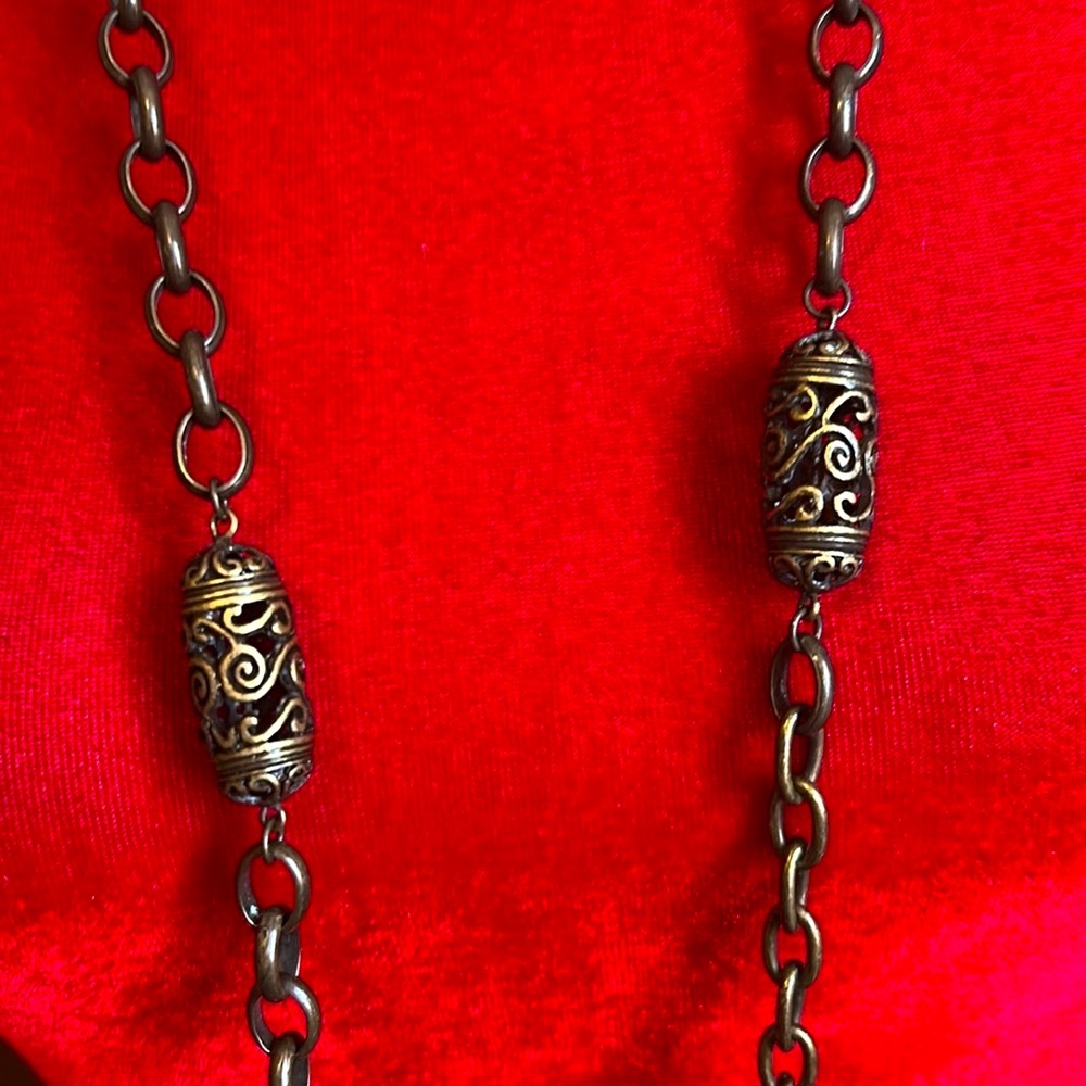 Rustic Bronze Scrolled Beads Chain Belt - Picture 4 of 5